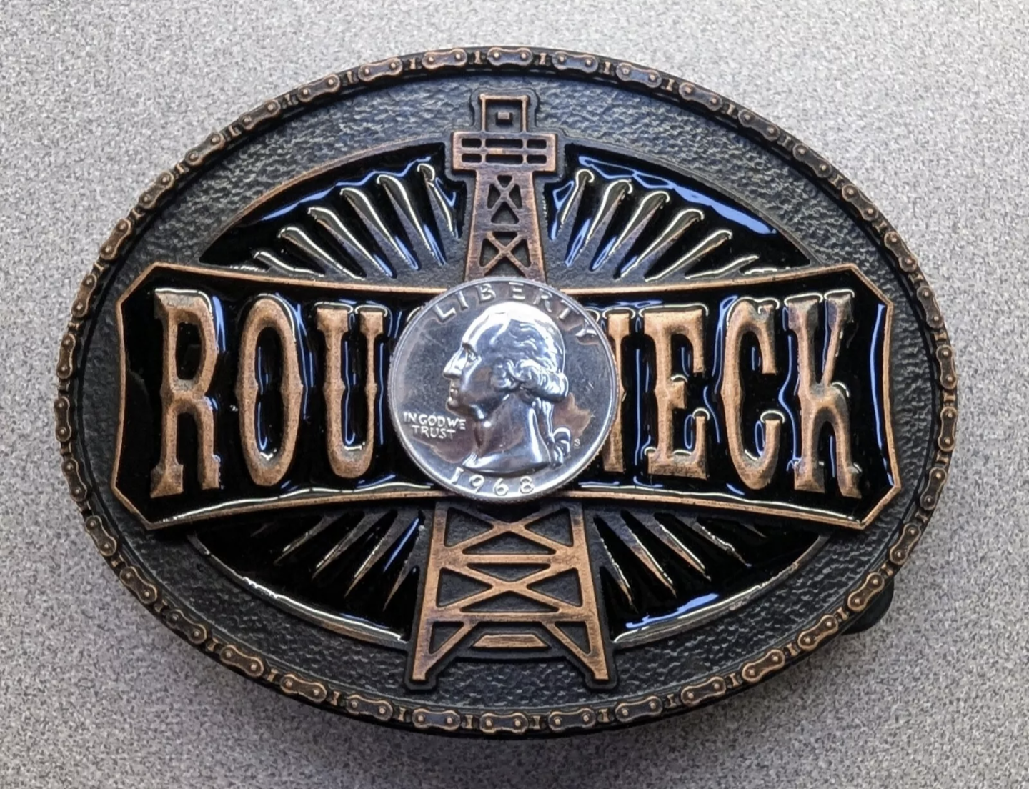 ~ROUGHNECK~ Oil Drill Derrick Rig Montana Silversmiths Western Belt Buckle 😳